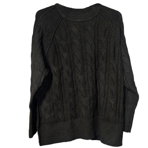 Aerie Oversized Unreal Cable Knit Crewneck Sweater - True Black Extra Small NWT - Picture 1 of 10